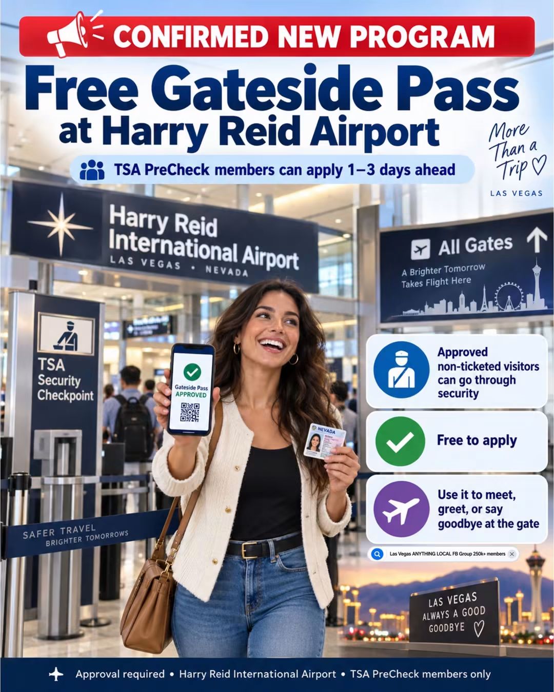 해리 리드 공항, TSA PreCheck 회원 대상 무료 'Gateside Pass' 안내